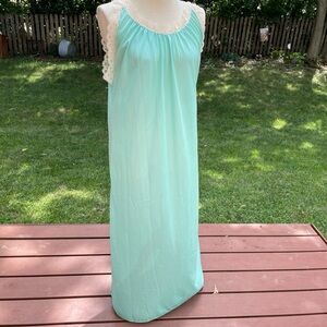 Vintage Lounge Craft Originals Green Lace Maxi Nightgown House Dress Grecian L